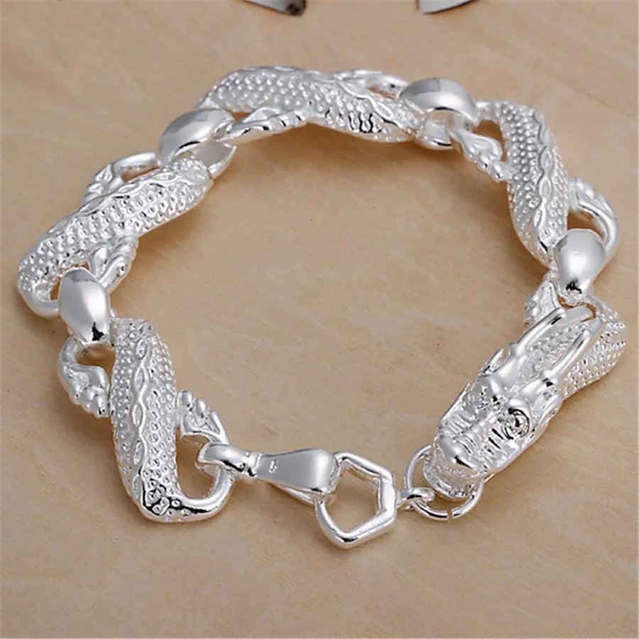 925 Sterling Silver Exquisite Solid Chain Bracelet Fashion Charm Women Men Solid Wedding Cute Simple Models Jewelry Streetsharks