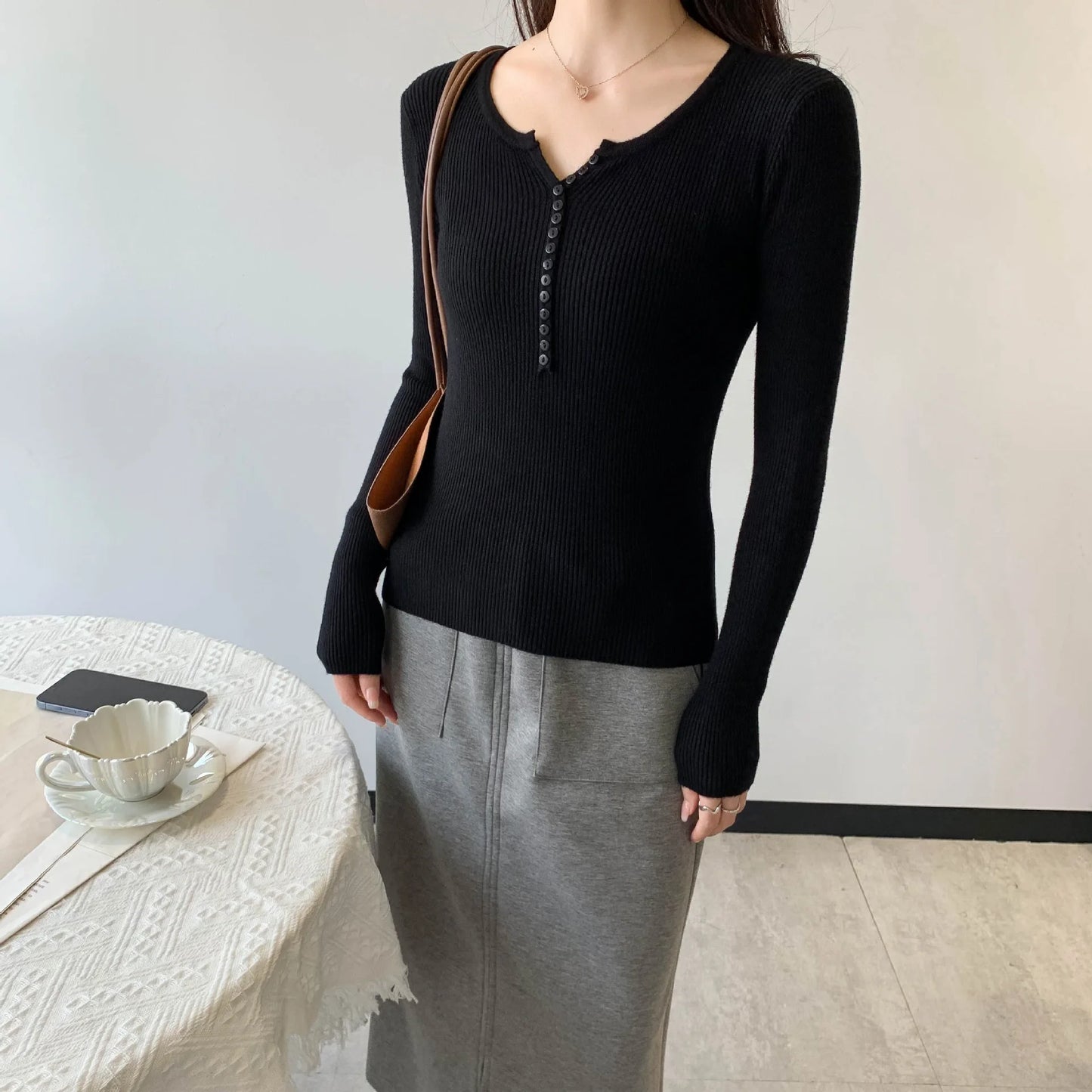 2026 Spring Autumn Basic Sweaters Knitted Women Sweater Button O-neck Pullovers Female Pullover Slim Solid Bold Stripes Tops