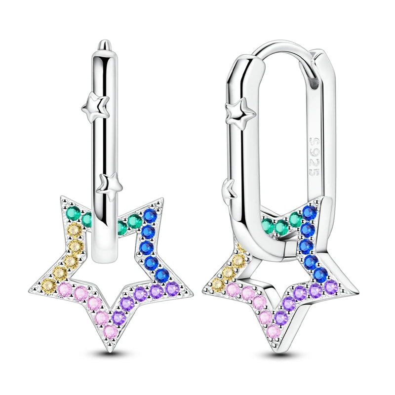 2025 Original 925 Sterling Silver Hoop Earring Zirconia Irregularity Stud Earring For Women Engagement Birthday Jewelry Gift Streetsharks