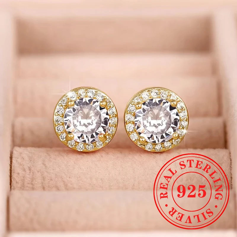 Huitan 925 Sterling Silver Shining White Cubic Zirconia Stud Earrings Luxury High Quality Jewelry Women Wedding Eternity Jewelry Streetsharks