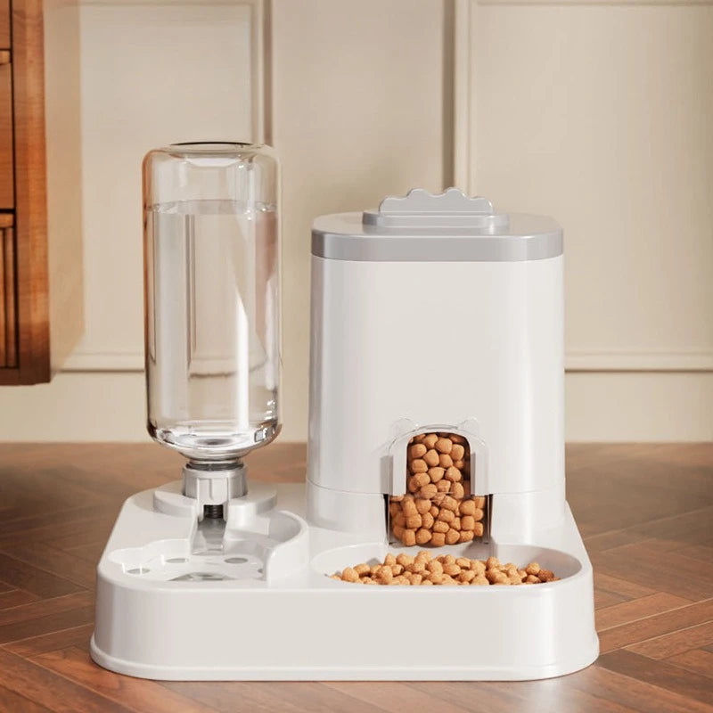 Automatic Cat & Dog Water Dispenser with Integrated Food Basin No Batteries Needed,Automatic Pet Feeder One-Piece Design luxecrown.co.uk