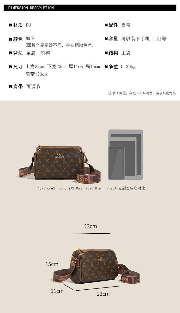 Three-layer women's bag with large capacity, adjustable cross-body bag, new style women's bag, wide strap, suitable for middle-a luxecrown.co.uk