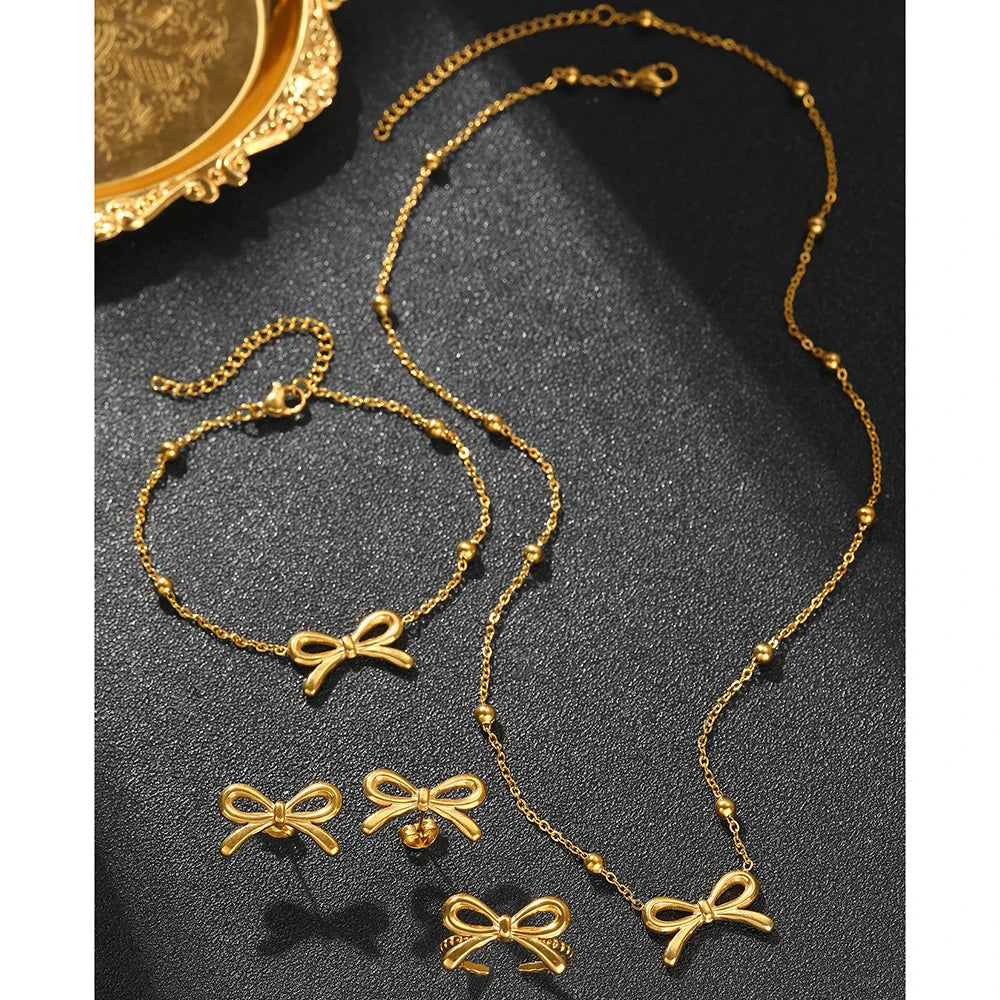 Stainless Steel Jewelry Set Deluxe Bracelet Ring Necklace Vintage Design Jewelry Set For Women Jewelry New Gift Recommendation Streetsharks