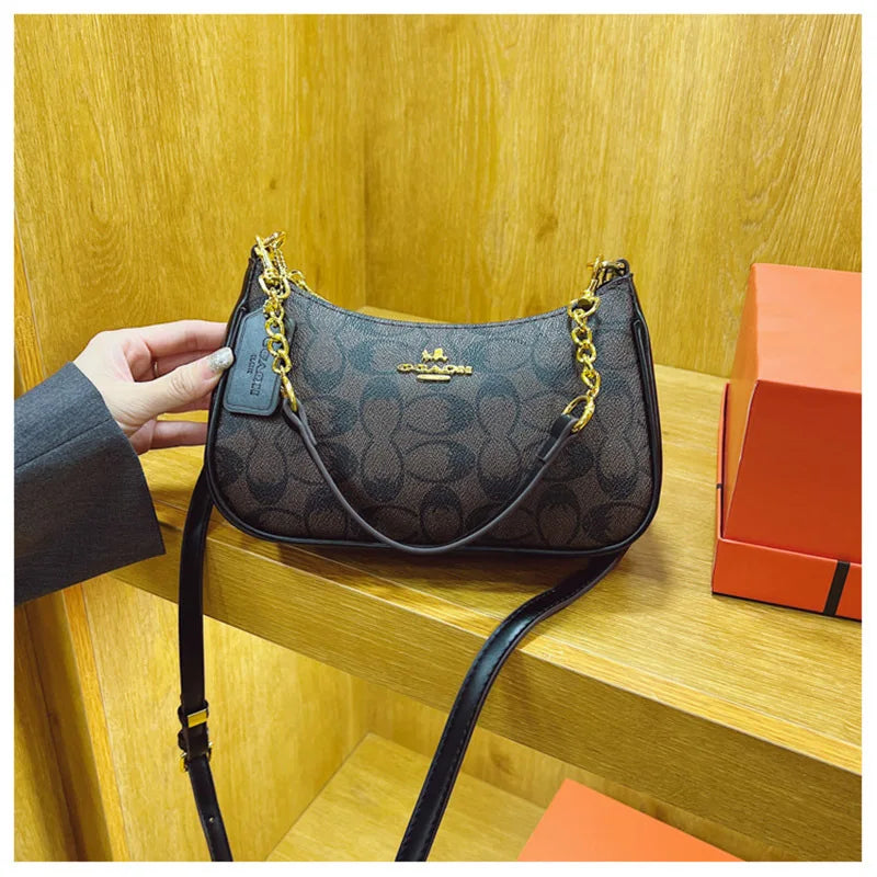 Women's Chain Bags Pvc Geometric Print Handbag Shoulder Crossbody Bag Women's Underarm Bag Suitable For Daily Outfit Matching luxecrown.co.uk