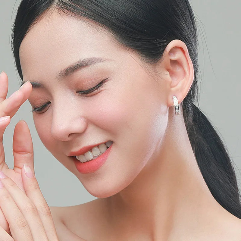 New 925 Sterling Silver Shining Zircon Earrings Women's Circle Round Earrings Fashionable and Elegant Jewelry Birthday Gift Streetsharks