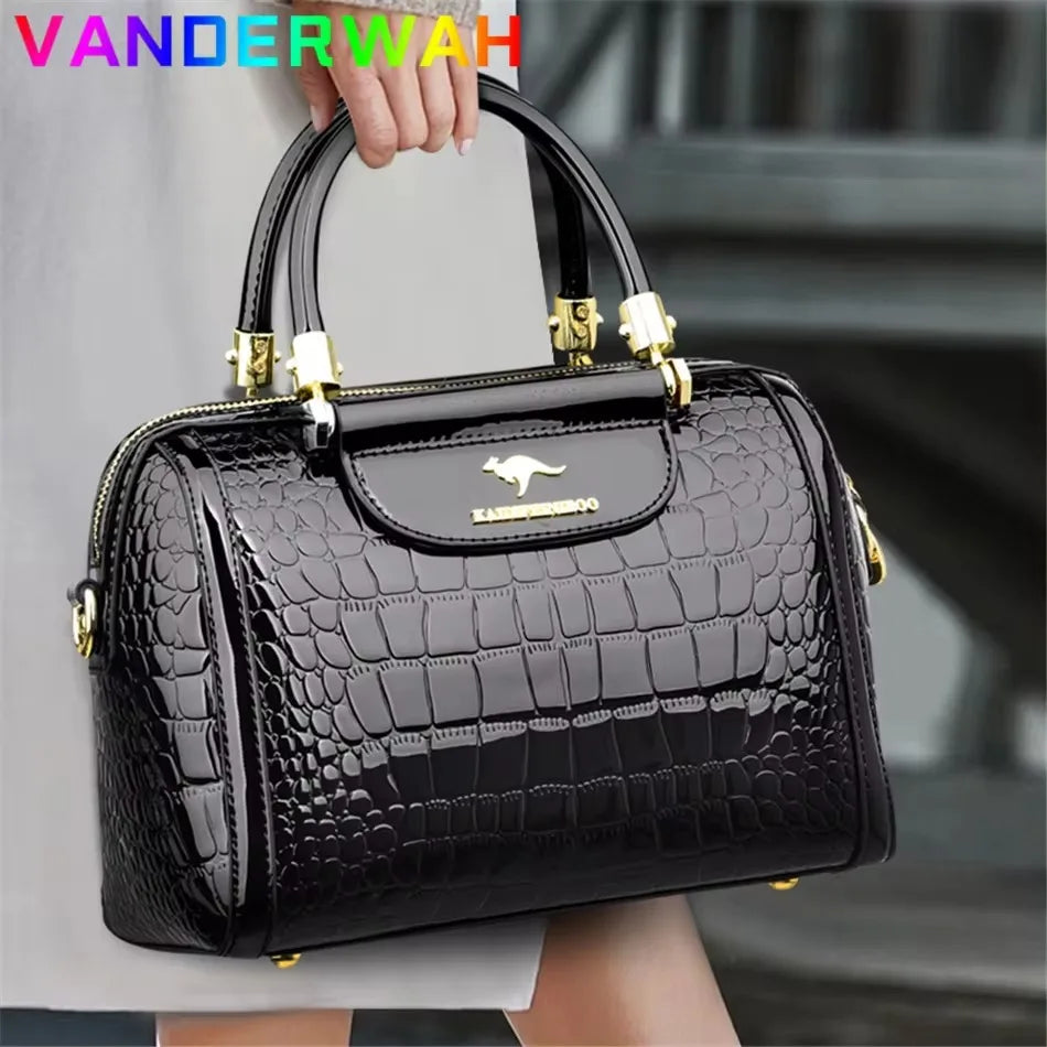 Brand Leather 3 Layers Alligator Crossbody Bag for Women Female Shoulder Messenger Sac Luxury Designer Ladies Handbags Streetsharks
