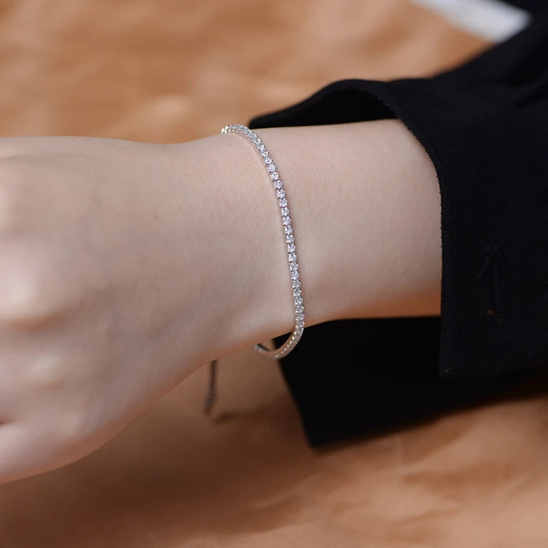 925 Sterling Silver Zircon Bracelet For Women Luxury Handy Adjustable New Ladies Jewelry Birthday Party Fashion Jewelry Gift Streetsharks