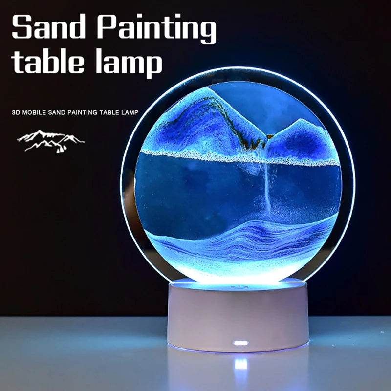 3D Hourglass Table Lamp 7 Color RGB Adjustable Moving Sand Quicksand Flowing Sand Art Picture Deep Sea Sandscape Home Decor Gift Streetsharks