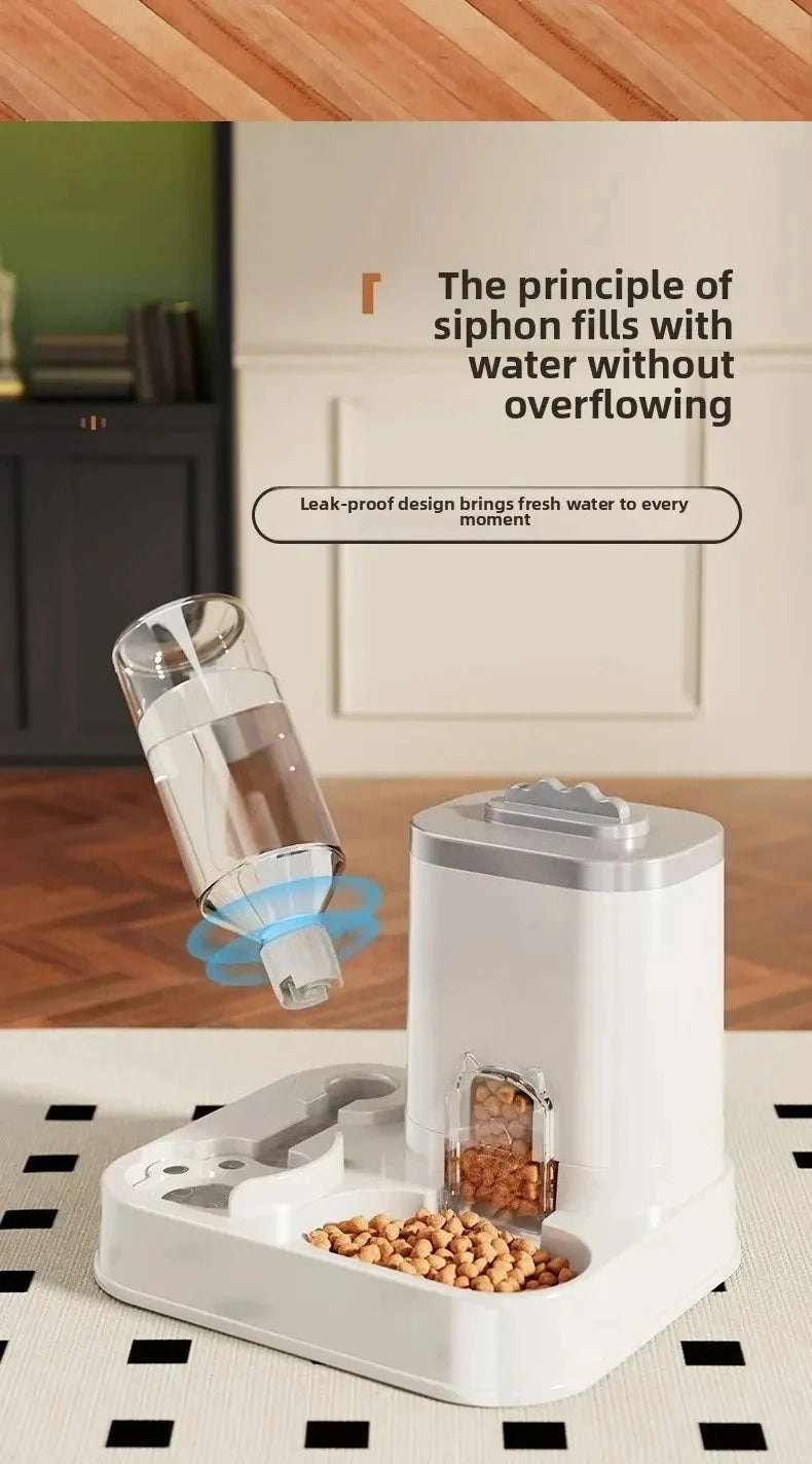 Automatic Cat & Dog Water Dispenser with Integrated Food Basin No Batteries Needed,Automatic Pet Feeder One-Piece Design luxecrown.co.uk