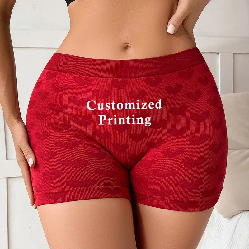 Your Own Logo Text Professional Custom Panties Love Heart Pink Knitting Underwear High-waisted Comfortable Breathable Panties Streetsharks