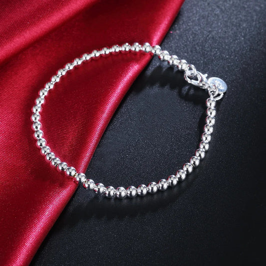 Christmas gifts charm 925 Sterling Bracelet 4MM beads chain for woman Popular brands jewelry fashion Wedding party Streetsharks