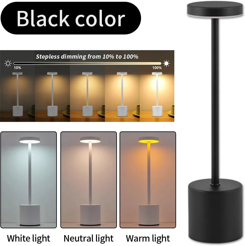 Classic Table Lamp USB Rechargeable Night Light Stepless Dimming Touch Desk Lamp 3 Colors Bedside Lamp Bar Hotel Decoration luxecrown.co.uk