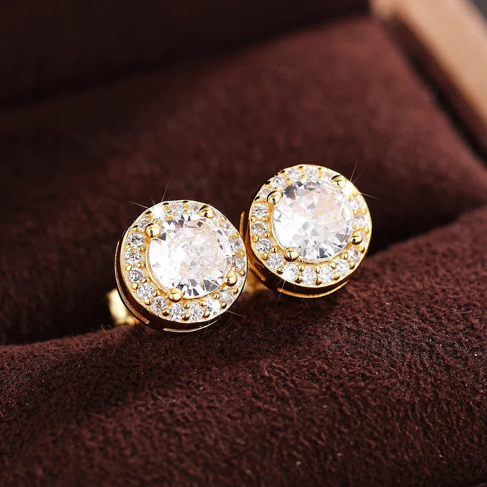 Huitan 925 Sterling Silver Shining White Cubic Zirconia Stud Earrings Luxury High Quality Jewelry Women Wedding Eternity Jewelry Streetsharks