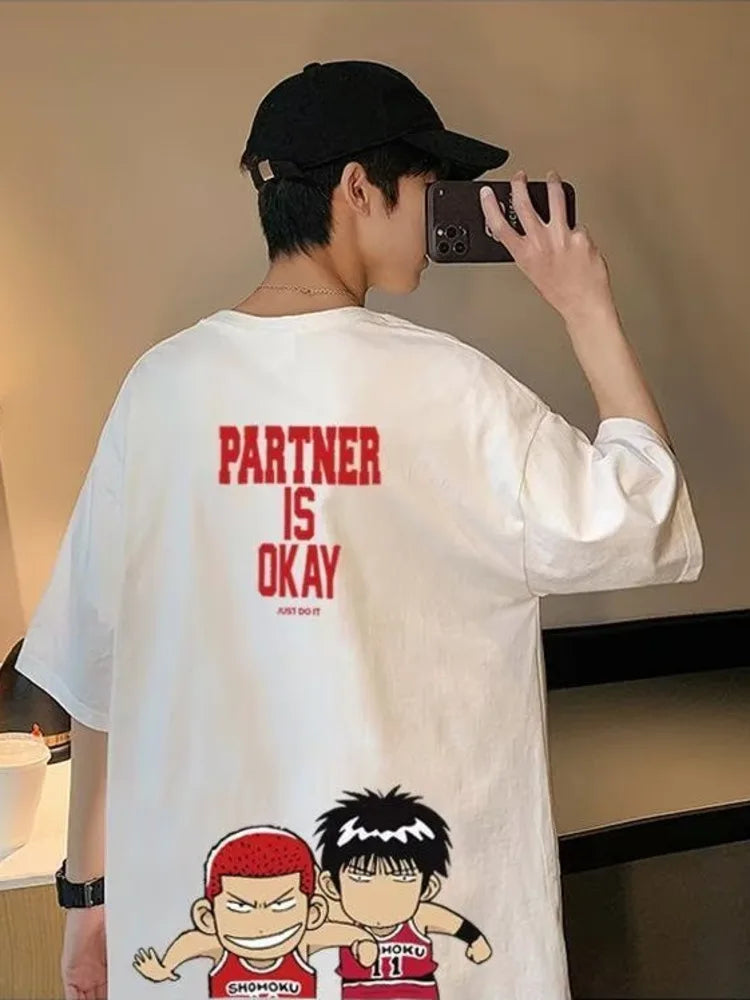 Summer New Casual Loose T-shirt Short Sleeved Men's Fashion Loose Printing Large 8XL Hip Hop Couple Wear Half Sleeve Cotton Top Streetsharks