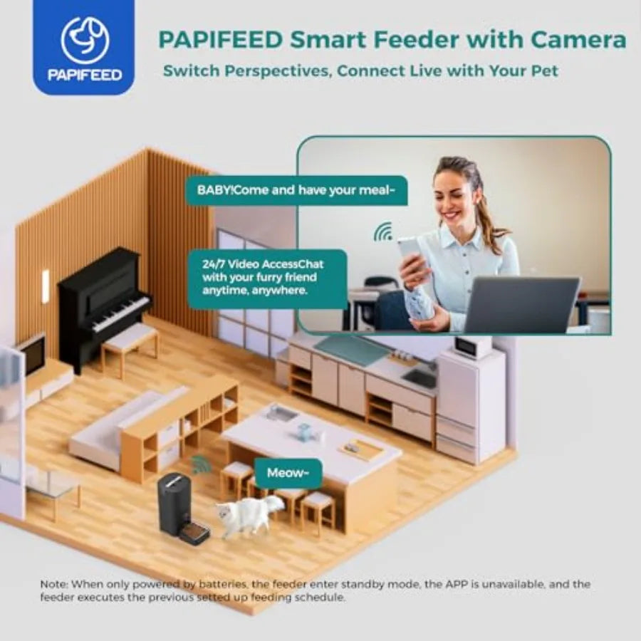 Automatic Cat Feeder with Camera, 1080P HD and Night Vision, 6L Cat Food Dispenser with App, 5G WiFi Timed Cat Feeder for Dry F luxecrown.co.uk