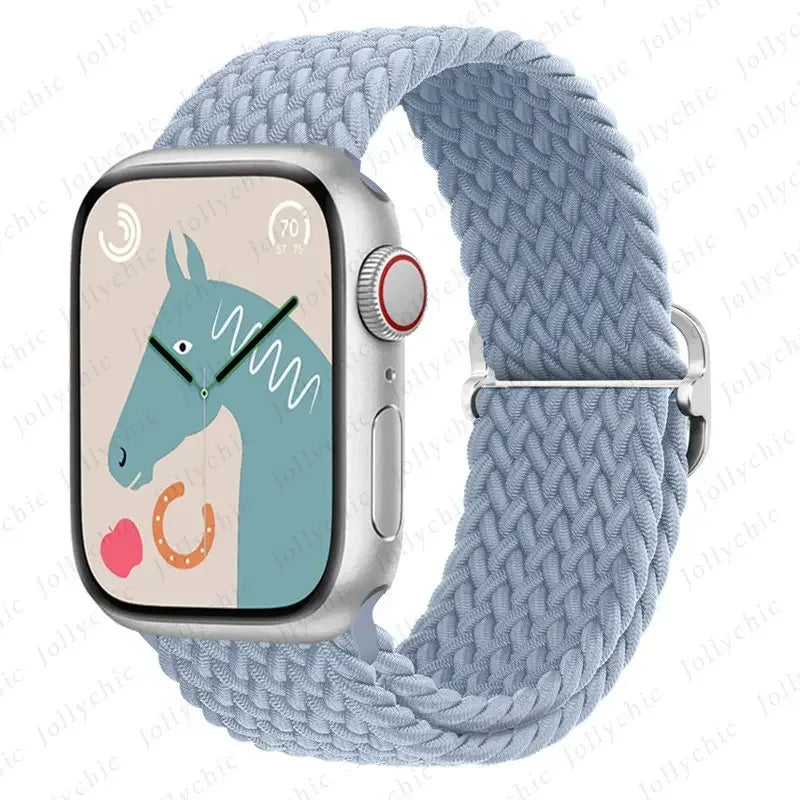 Braided Loop Strap For Apple Watch Band 42/46mm 45/41mm 38/40mm 44mm 49mm Nylon Solo Bracelet iWatch series 10 9 se 8 7 6 Ultra2 luxecrown.co.uk