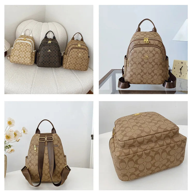 Large-capacity casual women's backpack with vintage textured coating, suitable for travel. luxecrown.co.uk