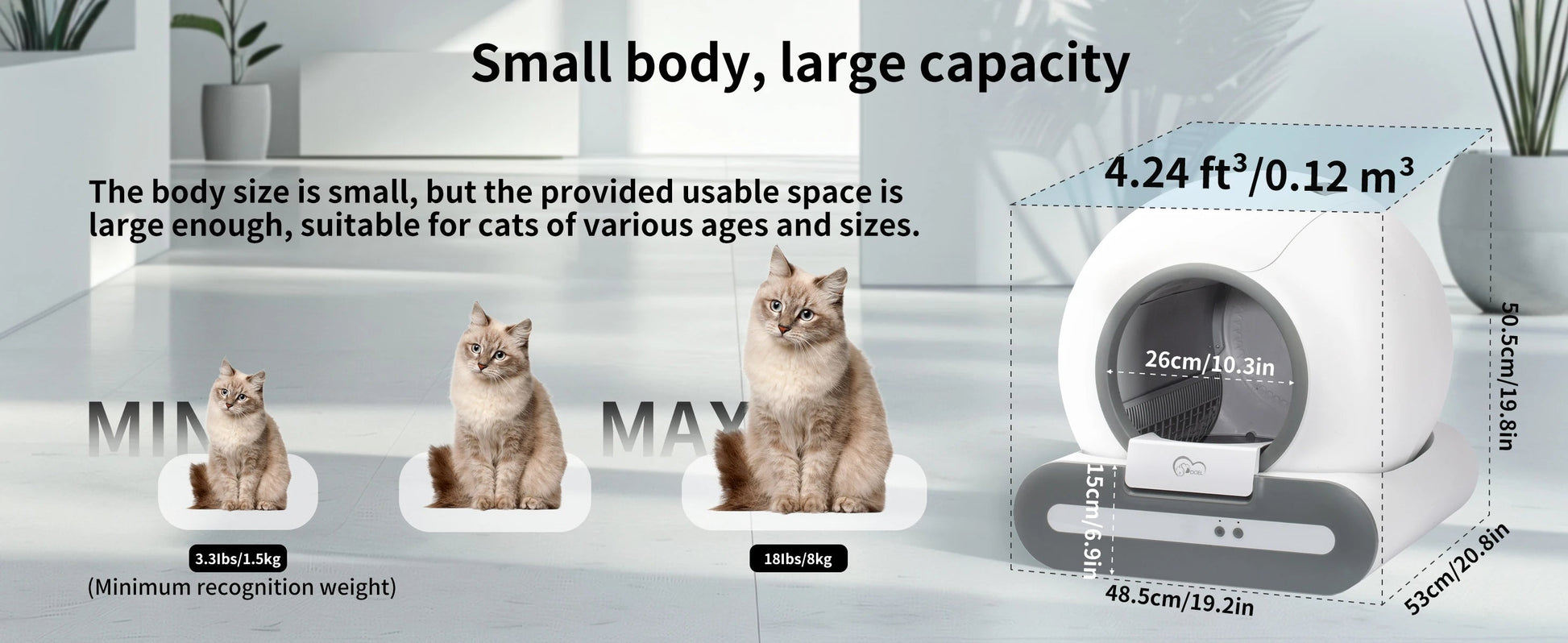 DOEL 65L Self-Cleaning Cat Litter Box App Control, ONLY Supports 2.4G WiFi w/Litter Mat&Trash Bags, Fit for Tofu & Mixed Litter luxecrown.co.uk
