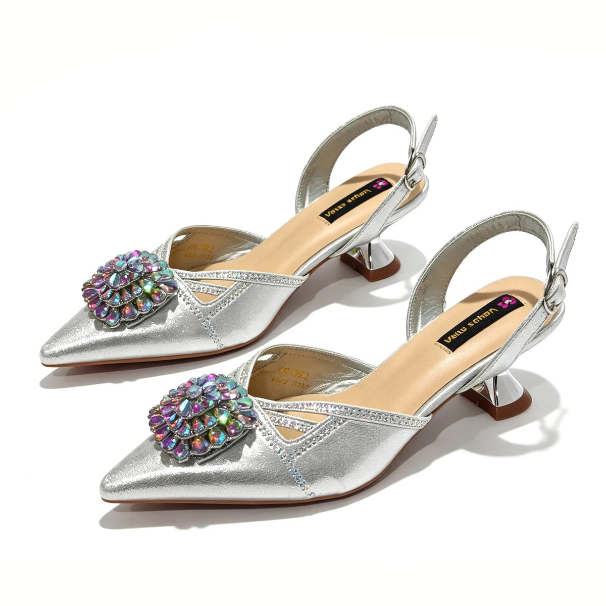 2026 Italian Peach Gold Rhinestone HAND CRAFTED UPPER Pointed Toe Women High Heels Shoes and Bag Set Elegant Party Shoes luxecrown.co.uk