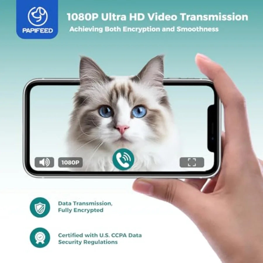 Automatic Cat Feeder with Camera, 1080P HD and Night Vision, 6L Cat Food Dispenser with App, 5G WiFi Timed Cat Feeder for Dry F luxecrown.co.uk