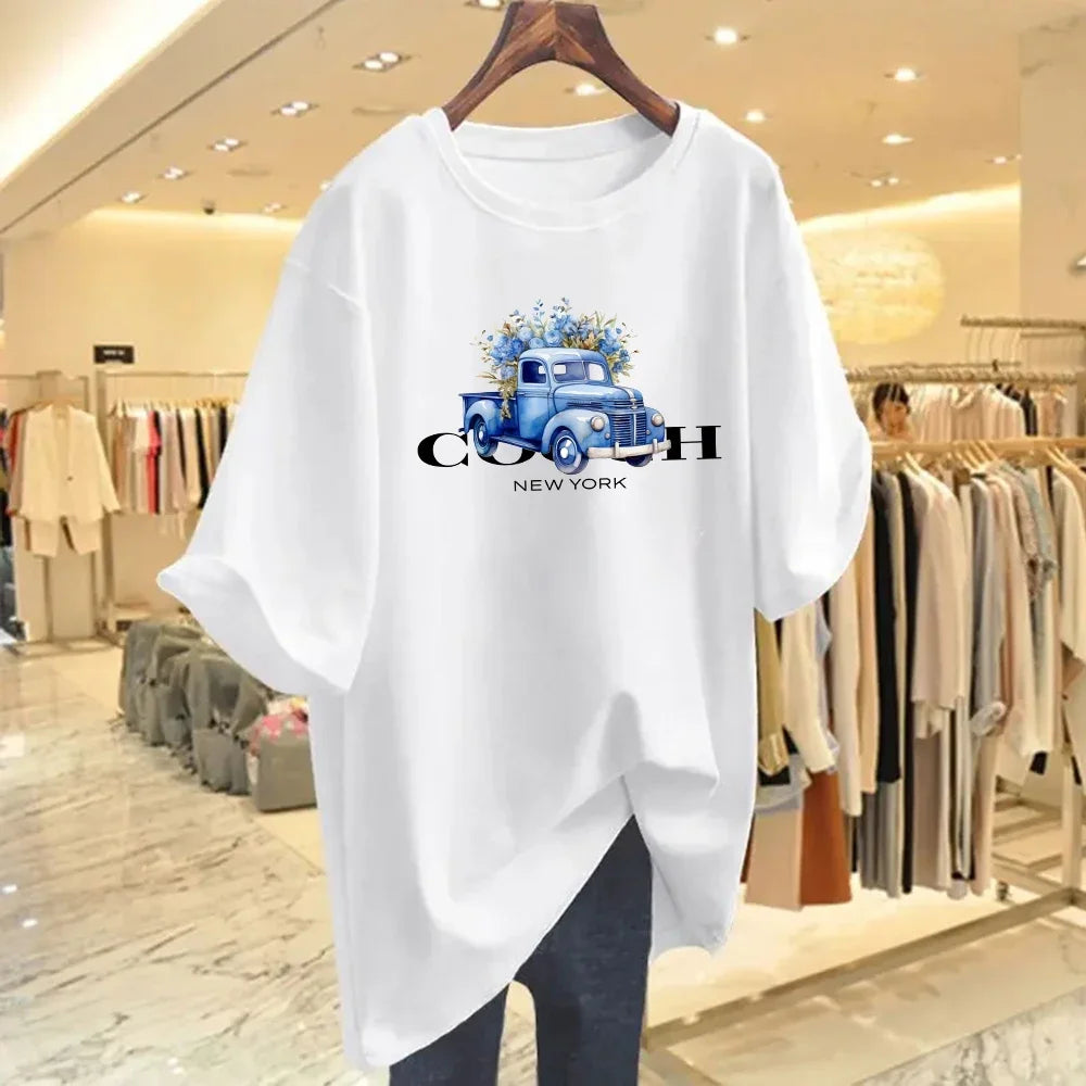 2024 Summer Women's Sports Top Cotton Luxury T-shirts Harajuku Bottoming Fashion Clothing Brand Short-sleeved Camiseta Mujer Streetsharks