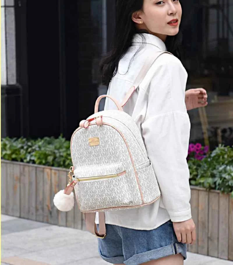 2026 Korean New Women's Fashion Luxury Letter Designer Leather Travel Backpacks Large Capacity School Bag Shoulder Bags Totes luxecrown.co.uk