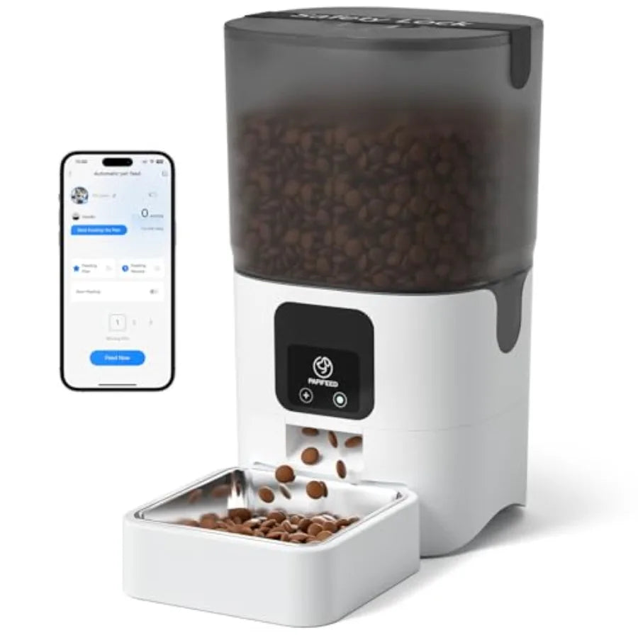 Automatic Cat Feeder with Camera, 1080P HD and Night Vision, 6L Cat Food Dispenser with App, 5G WiFi Timed Cat Feeder for Dry F luxecrown.co.uk