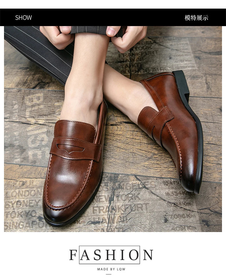 Men Casual Leather Shoes Dress Leather Loafers Men Classic Casual Business Shoes Trend Formal Party Social Leather Shoes Male luxecrown.co.uk
