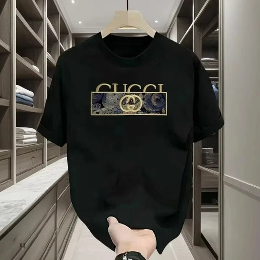 Summer 2026 New Brand Luxury Letter Pattern Printed Men's 100% Pure Cotton Short Sleeve Round Neck T-shirt luxecrown.co.uk
