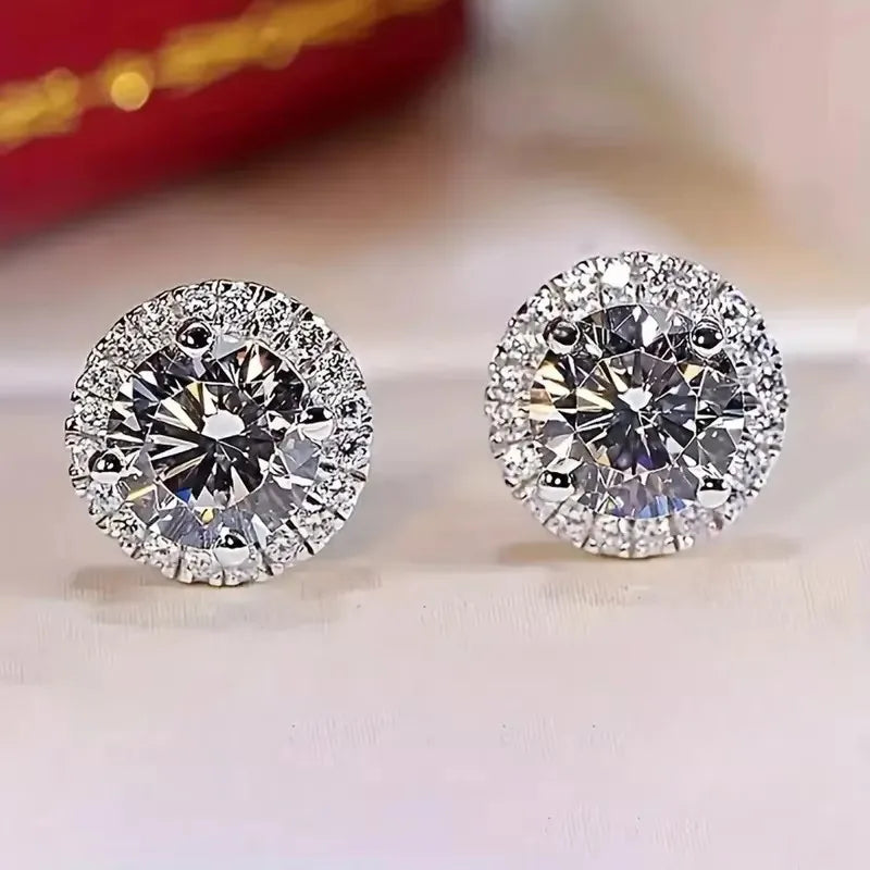 Huitan 925 Sterling Silver Shining White Cubic Zirconia Stud Earrings Luxury High Quality Jewelry Women Wedding Eternity Jewelry Streetsharks