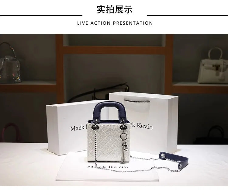 2024 New Fashion and Popular Handheld Square Bag with Contrast Color Women's Beautiful and Luxury Shoulder Bag with Decoration Streetsharks