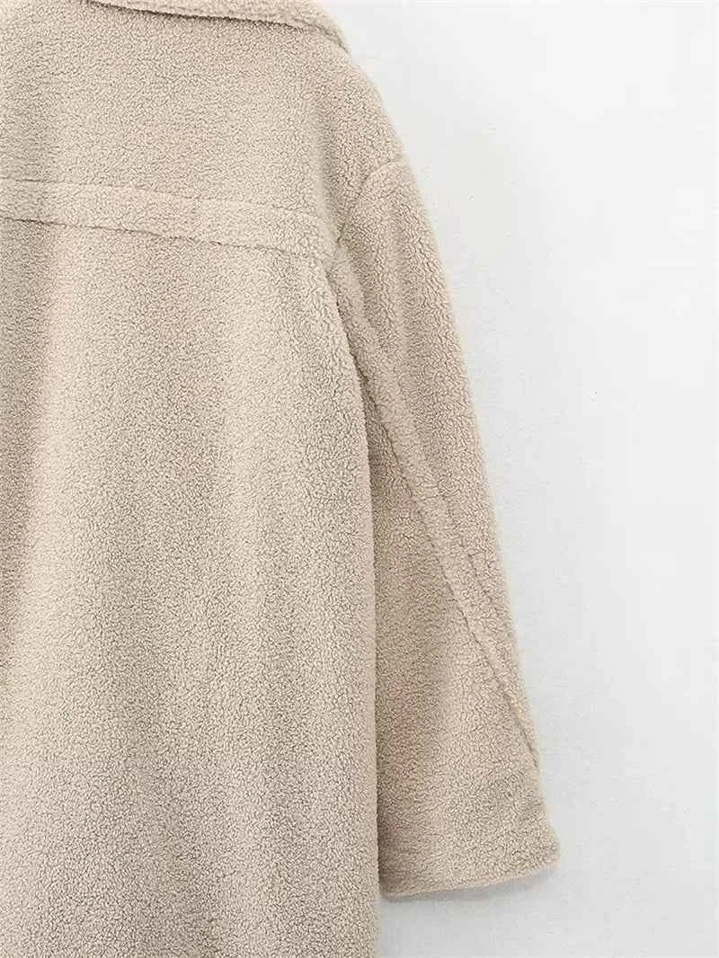 KEYANKETIAN Winter New Women's Teddy Bear Coat Stylish Thick Thick Warm Faux Fur Fleece Lady Long Coat Double Breasted Jacket