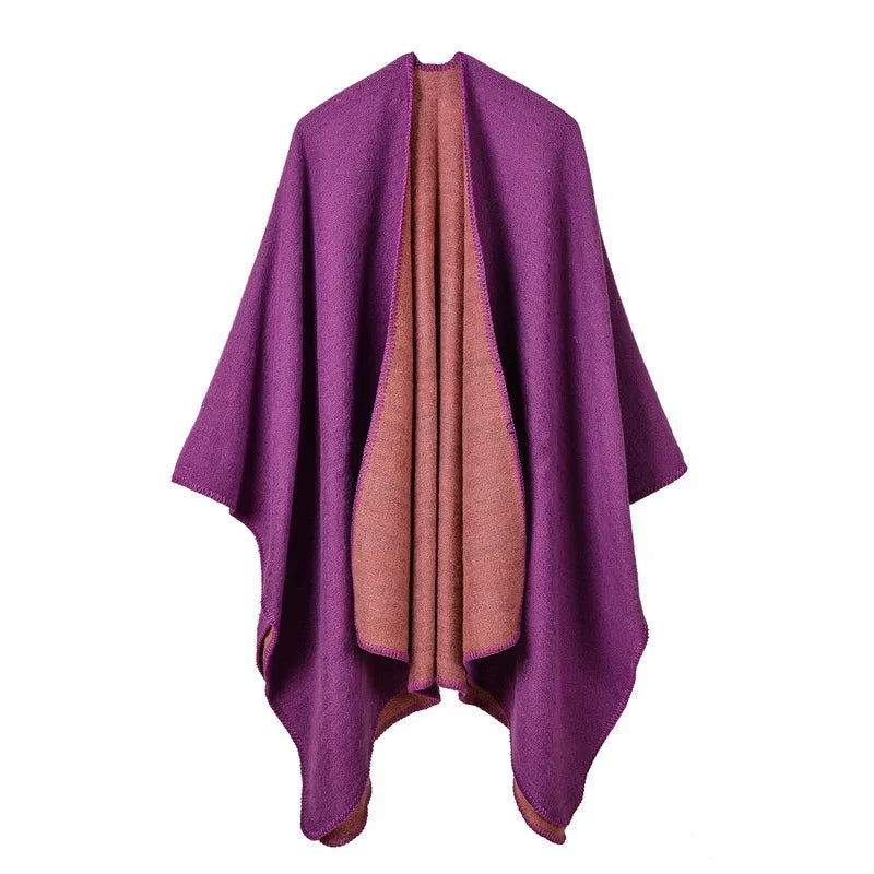 Winter Fashion Poncho Women Capes Scarf Imitation Cashmere Ladies Scarves Warm Shawls Wraps Woman Ponchos Bufanda Mujer Foulard luxecrown.co.uk