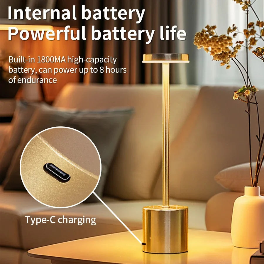 Classic Table Lamp USB Rechargeable Night Light Stepless Dimming Touch Desk Lamp 3 Colors Bedside Lamp Bar Hotel Decoration luxecrown.co.uk