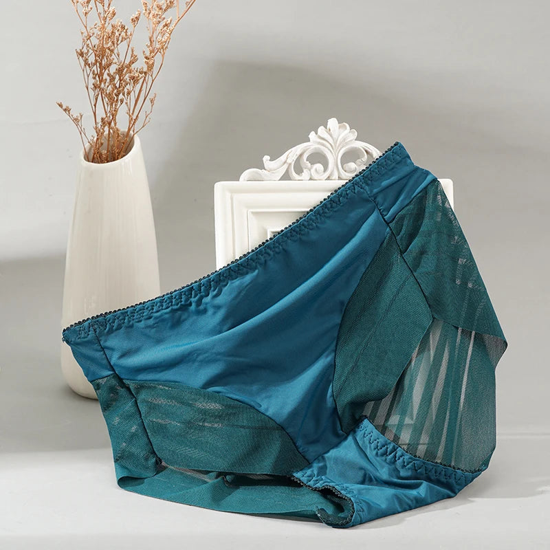 2PCS High Waist Briefs Women Seamless Panties Transparent Mesh High Elastic Tummy Control Underwear Female Lingere Underpant Streetsharks