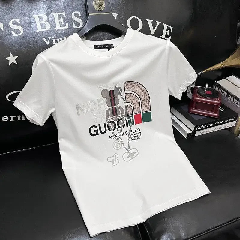100% pure cotton men's luxurious brand letter print T-shirt, short-sleeved T-shirt, high-quality men's clothing, streetwear luxecrown.co.uk
