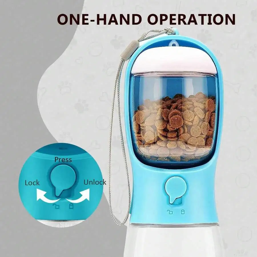 Portable Dog Water Bottle With Food Container - 3-In-1 Travel Pet Water Dispenser & Collapsible Bowl luxecrown.co.uk