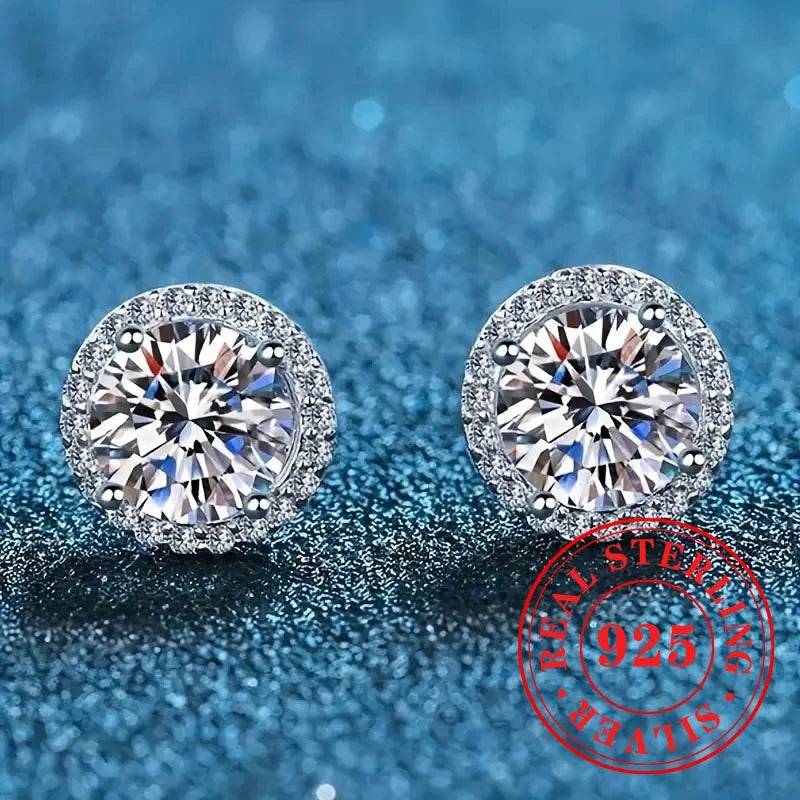Huitan 925 Sterling Silver Shining White Cubic Zirconia Stud Earrings Luxury High Quality Jewelry Women Wedding Eternity Jewelry Streetsharks