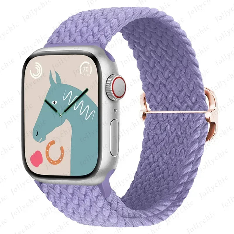 Braided Loop Strap For Apple Watch Band 42/46mm 45/41mm 38/40mm 44mm 49mm Nylon Solo Bracelet iWatch series 10 9 se 8 7 6 Ultra2 luxecrown.co.uk