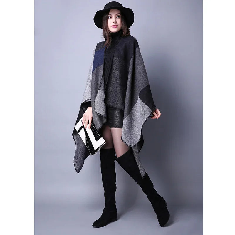 Winter Fashion Poncho Women Capes Scarf Imitation Cashmere Ladies Scarves Warm Shawls Wraps Woman Ponchos Bufanda Mujer Foulard luxecrown.co.uk
