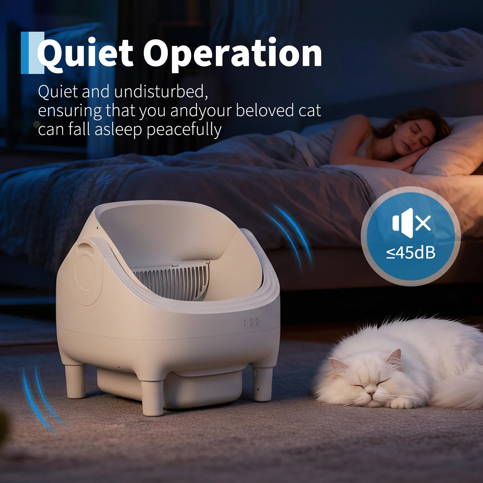 Self Cleaning Automatic Cat Litter Box, APP Control,Odor-Free,Open-Top w/Large Waste Bin for Multiple Cats Includes Trash Bags luxecrown.co.uk