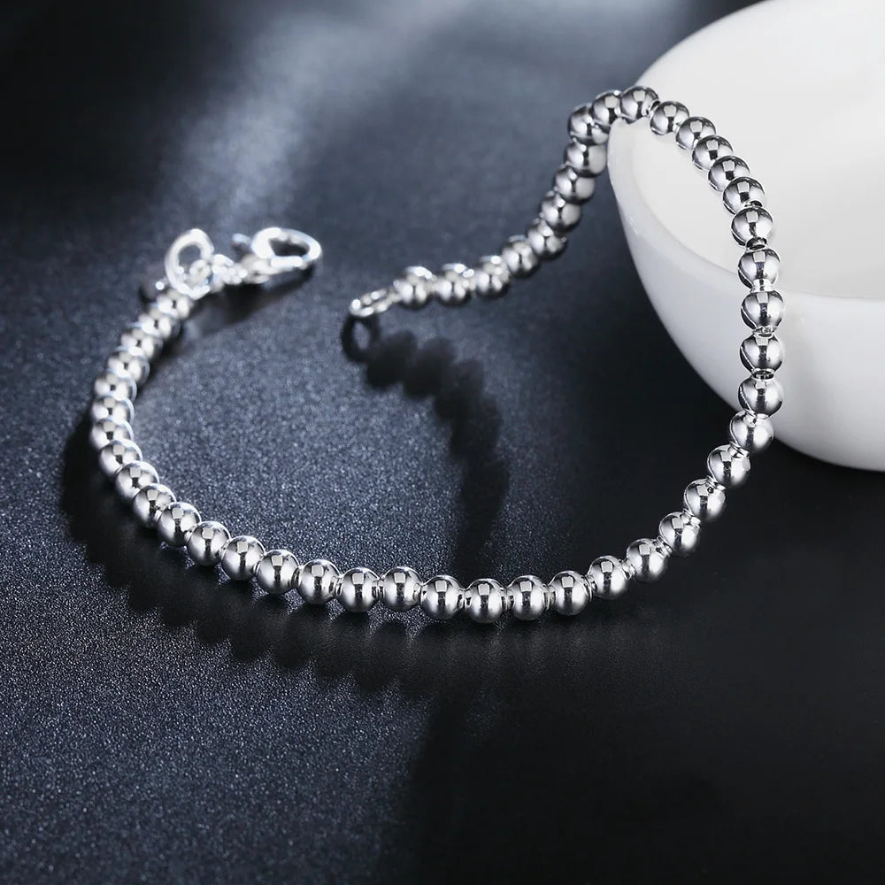 Christmas gifts charm 925 Sterling Bracelet 4MM beads chain for woman Popular brands jewelry fashion Wedding party Streetsharks