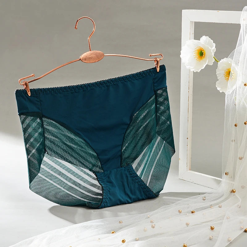 2PCS High Waist Briefs Women Seamless Panties Transparent Mesh High Elastic Tummy Control Underwear Female Lingere Underpant Streetsharks