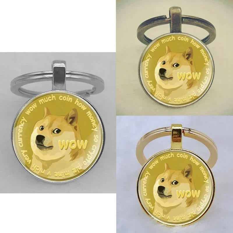 Fashion Bitcoin Design Glass Cabochon Metal Pendant Classic Men's Women's Keychain Keyring Jewelry Keychain Gift Memorial Streetsharks