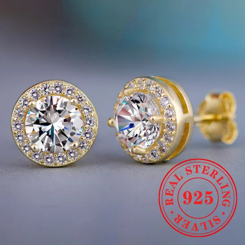 Huitan 925 Sterling Silver Shining White Cubic Zirconia Stud Earrings Luxury High Quality Jewelry Women Wedding Eternity Jewelry Streetsharks