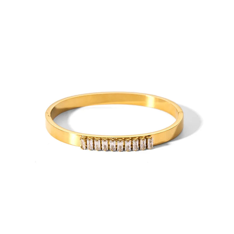 New Waterproof Cubic Zirconia Bangles Stainless Steel Bracelets Tarnish Free  Jewelry for Women Factory Wholesales Customize Streetsharks