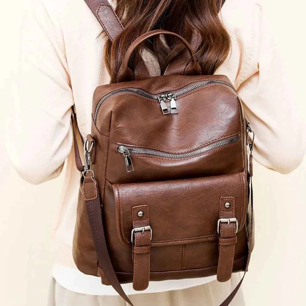 PU Peather Student Backpack Multifunctional Large Capacity Student School Bag Soft Crossboby Mommy Shoulder Bag Daily Outings