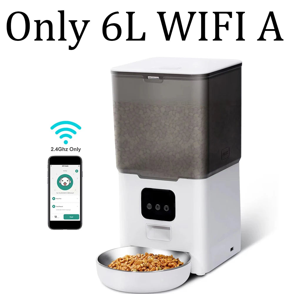 6L Dog Automatic Feeder Transparent Pet Smart Feeder 2L Cats Dispenser Feeding Bowl Remote Tuya WIFI Control Dry Food Pet Feeder luxecrown.co.uk