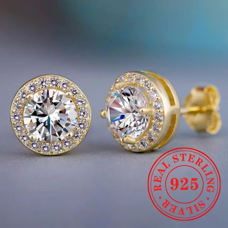 Huitan 925 Sterling Silver Shining White Cubic Zirconia Stud Earrings Luxury High Quality Jewelry Women Wedding Eternity Jewelry Streetsharks