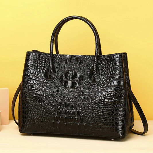 New Luxury Handbag Real Cowhide Crocodile Fashion Handbag Women's Leather Women Bags Designer Handbags Quality Women's Tote luxecrown.co.uk
